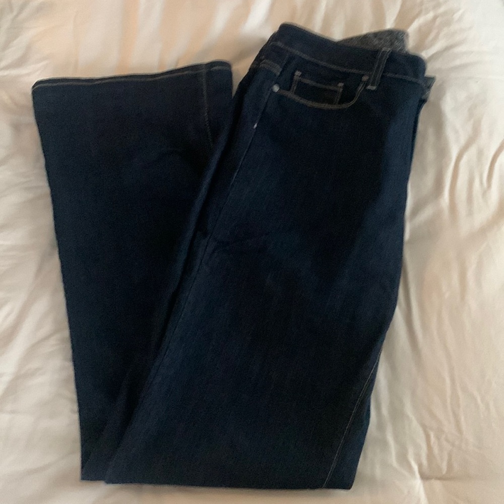 Paige Manhattan Dark wash Denim Jeans Size 31 Long Bootcut (wide leg) - Like New